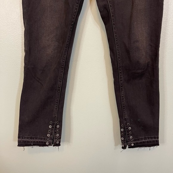 Sandro Women's Embellished Eyelets High Rise Denim Skinny Jeans Black Size 34 - Picture 5 of 12